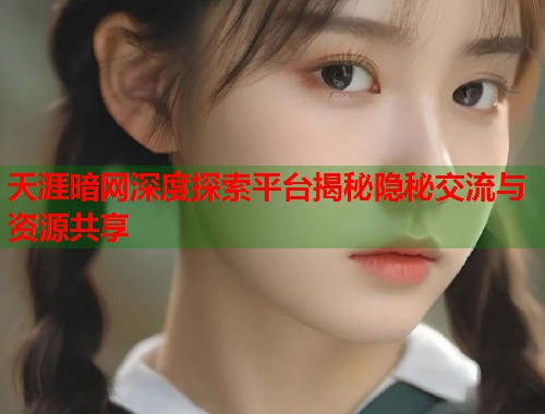 天涯暗网深度探索平台揭秘隐秘交流与资源共享